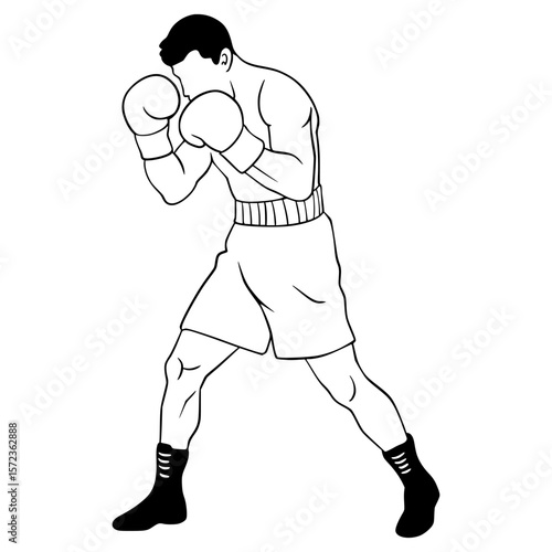 Boxing Illustration Outline Cartoon Character