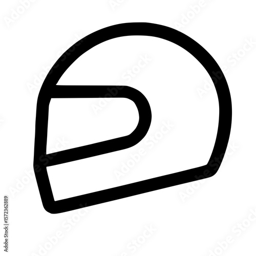 Minimalist Outline Motorcycle Helmet Protective Headgear Safety Accessory Illustration
