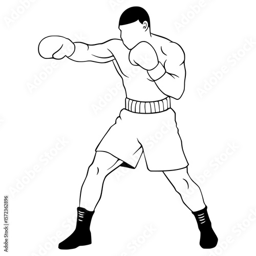 Boxing Illustration Outline Cartoon Character