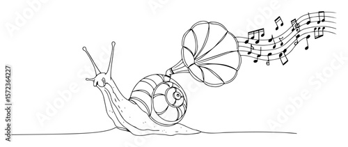 snail playing gramophone surreal music vector