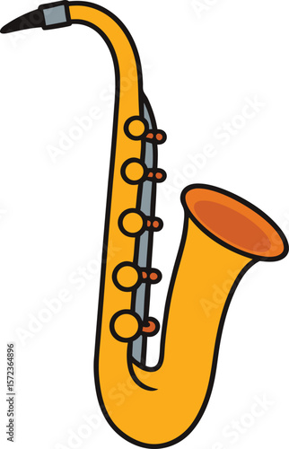 Cartoon saxophone musical instrument illustration isolated on white background