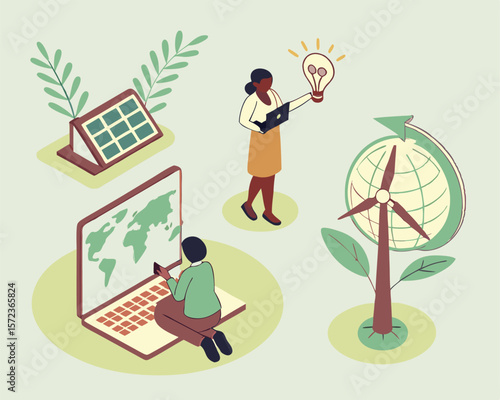 Renewable energy technologies illustrating environmentally friendly solutions for a sustainable future