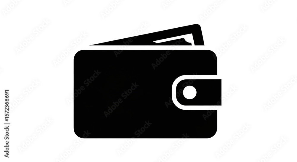 Simple black outline of a wallet with cash peeking out isolated on transparent background Simple black outline of a wallet with cash peeking out isolated on transparent background