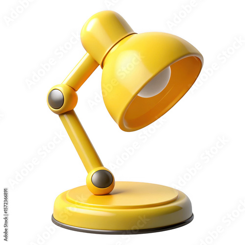 3d yellow desk lamp with adjustable arm isolated on transparent background