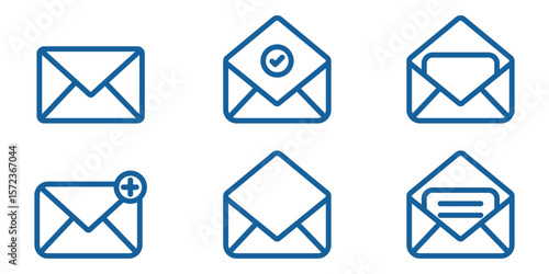 Mail thin line icon set. email, E-mail, and envelope icon vector illustration 