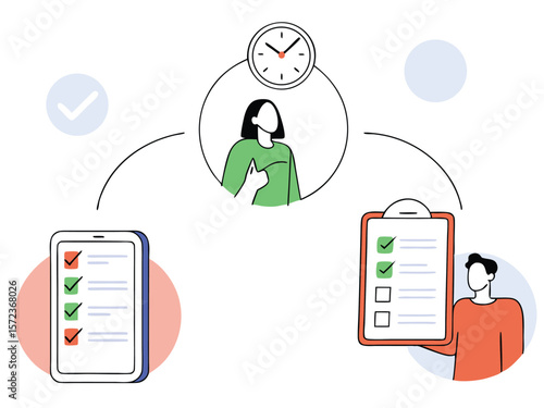 Efficient time management and task completion concept with transparent elements