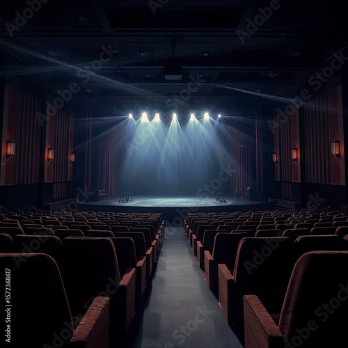 Digital sketch, painterly style, iridescent colors, soft light. Theater interior stage, with generative ai