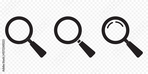 Magnifying glass icon . Search icon. Black icon. Silhouette icon. eps 10