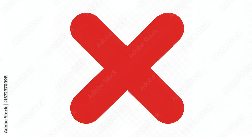 Fototapeta premium Bright red cross mark symbol on a clean white background for various usage