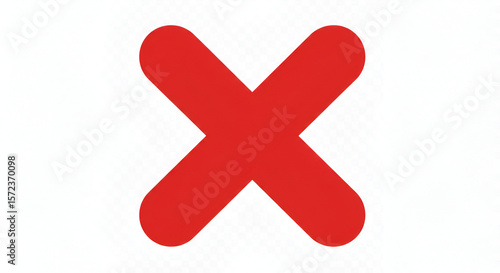 Bright red cross mark symbol on a clean white background for various usage