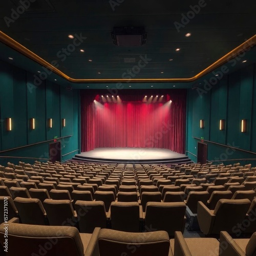 Digital sketch, painterly style, iridescent colors, soft light. Theater interior stage, with generative ai