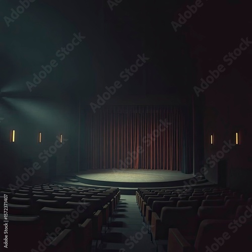 Digital sketch, painterly style, iridescent colors, soft light. Theater interior stage, with generative ai