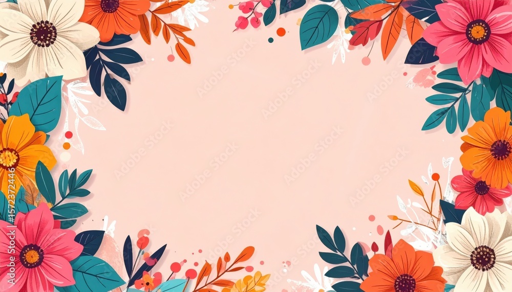 Obraz premium Floral decoration design studio graphic template colorful background front view nature aesthetic