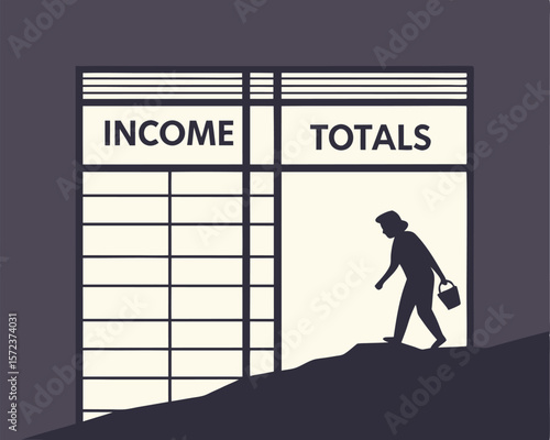 Calculating income totals conceptual vector illustration suitable for business and finance designs