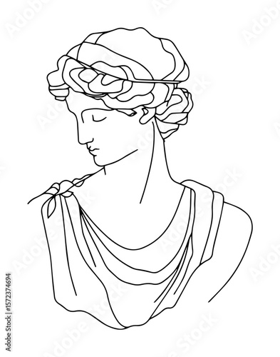 classical greek bust line art drawing