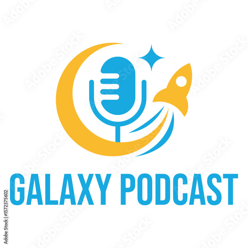 galaxy podcast flat minimalist logo design