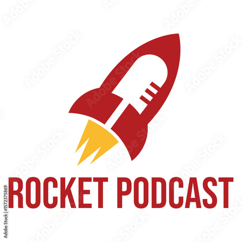 rocket podcast flat minimalist logo design