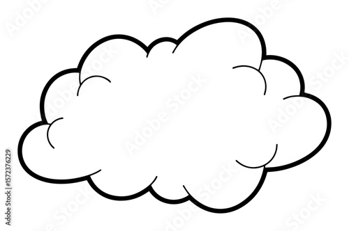 simple fluffy cloud in bold black and white vector outline style