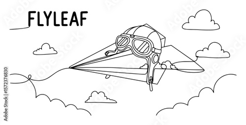 paper airplane pilot with goggles in flyleaf design