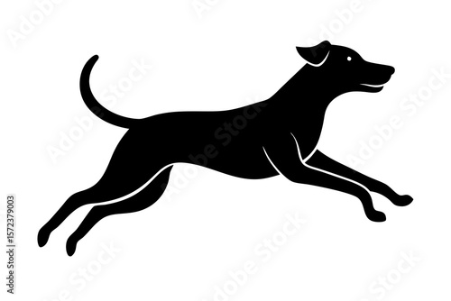 Black Dog Running or Leaping Silhouette Logo
