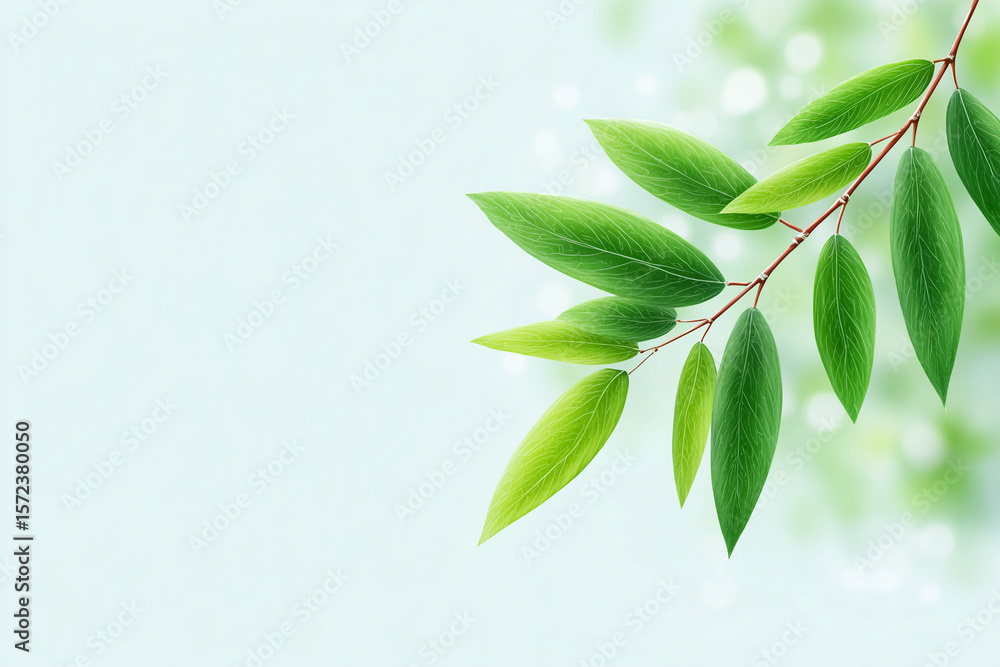 Fototapeta premium A leafy green branch with a leafy green stem