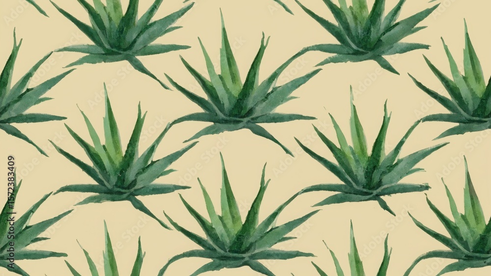 Obraz premium seamless watercolor pattern with aloe