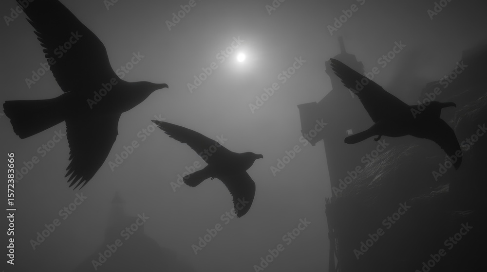 Fototapeta premium view of an eagle flying during cloudy weather
