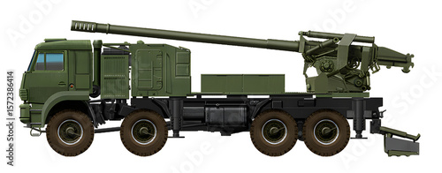 Concept of a variant of the Russian Giatsint-K self-propelled gun (K - wheeled), based on the KamAZ-6560 8x8 truck