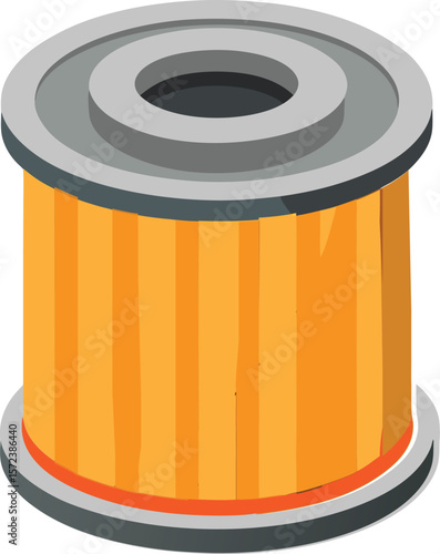 Isometric oil filter for car engine maintenance isolated on white background