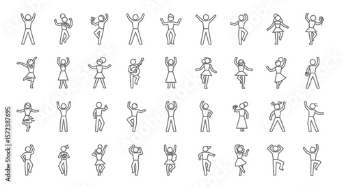 Ballroom and Latin Dance Couple Line Art Set