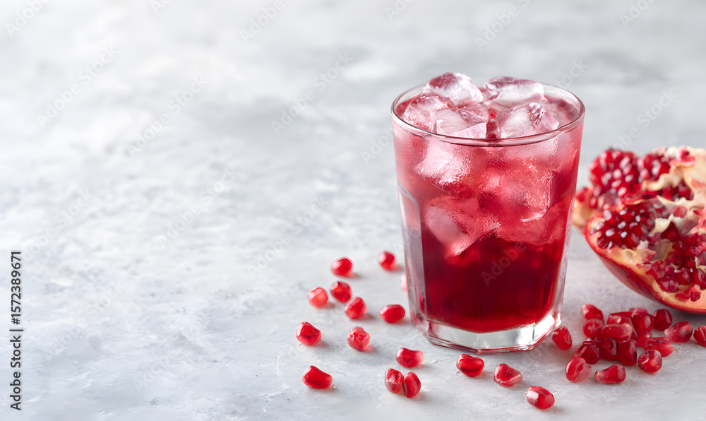 pomegranate juice in a glass on the table. generative ai pomegranate juice in a glass on the table. generative ai