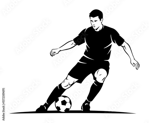 soccer player kicking ball vector silhouette
