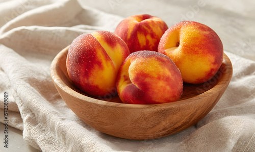 fresh peaches in a bowl. generative ai