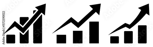 growth chart arrow icons set vector business success graphic