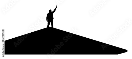 leader dictator on a pedestal addressing crowd silhouette