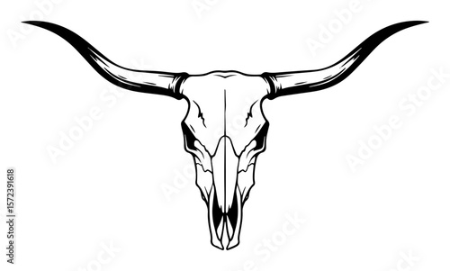 longhorn bull skull western icon vector illustration