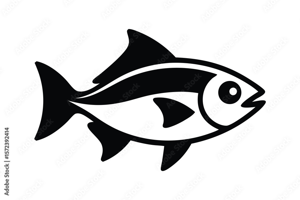 Obraz premium Aquarium Fish Logo Symbols, Stylized Angelfish and Tropical Fish Graphic