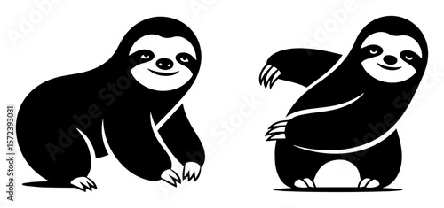 cute sloth character icon set funny animal mascot vector