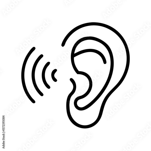 Ear Listening Sound Waves Line Icon