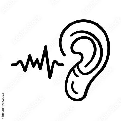 Ear Listening Sound Waves Line Icon