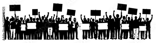 crowd of protesters silhouette demonstration vector