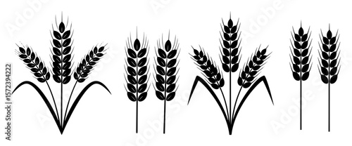 wheat ear icon set agriculture cereal grain vector logo