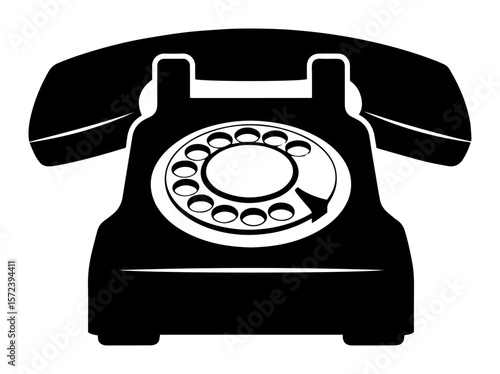 vintage rotary telephone icon silhouette