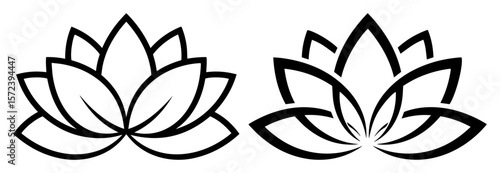 lotus flower yoga symbol vector icon set