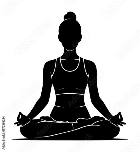 woman in lotus yoga pose meditation silhouette vector