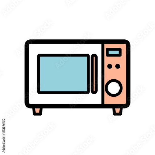 電子レンジのシンプルなベクターイラスト｜白背景で描かれた現代的な家電アイコン