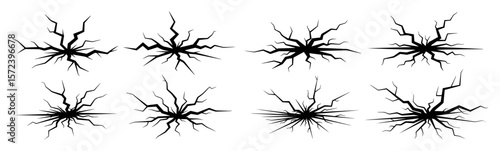 ground cracks and fault lines vector set