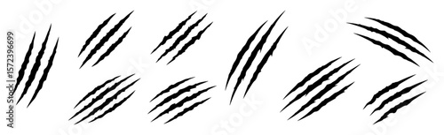 monster claw scratch marks vector set