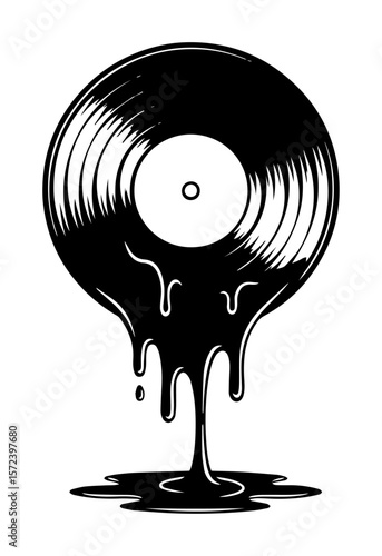 melting vinyl record lp disc music vector illustration