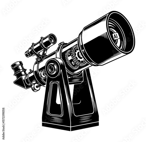 vintage telescope for astronomy and science vector